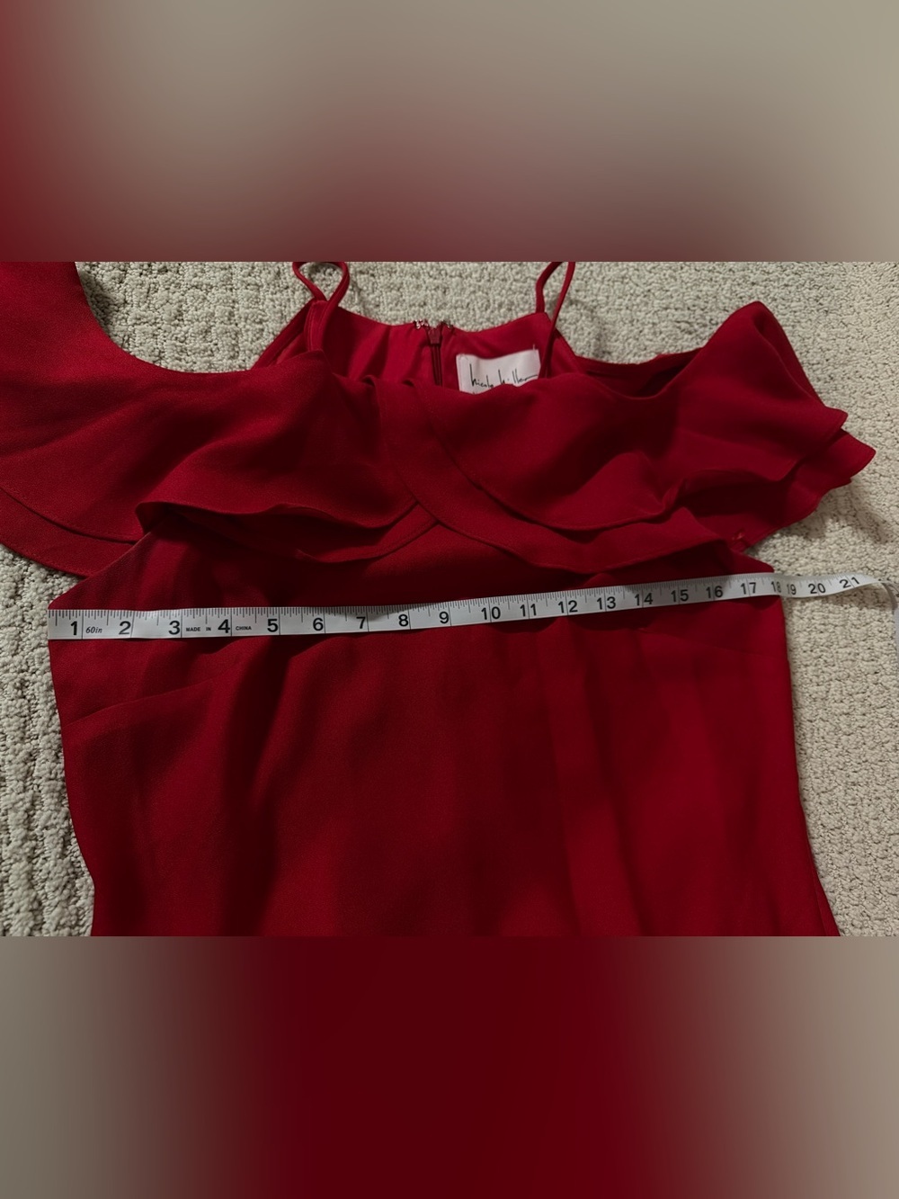Nicole Miller New York Red Cold Shoulder
Ruffle Dress Size 10 - Picture 4 of 10